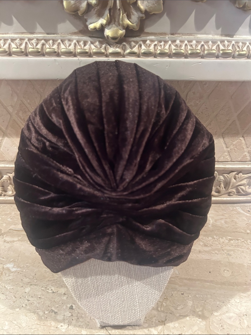 NWT Jeanne Simmons Brown Velvet Ruched Hat